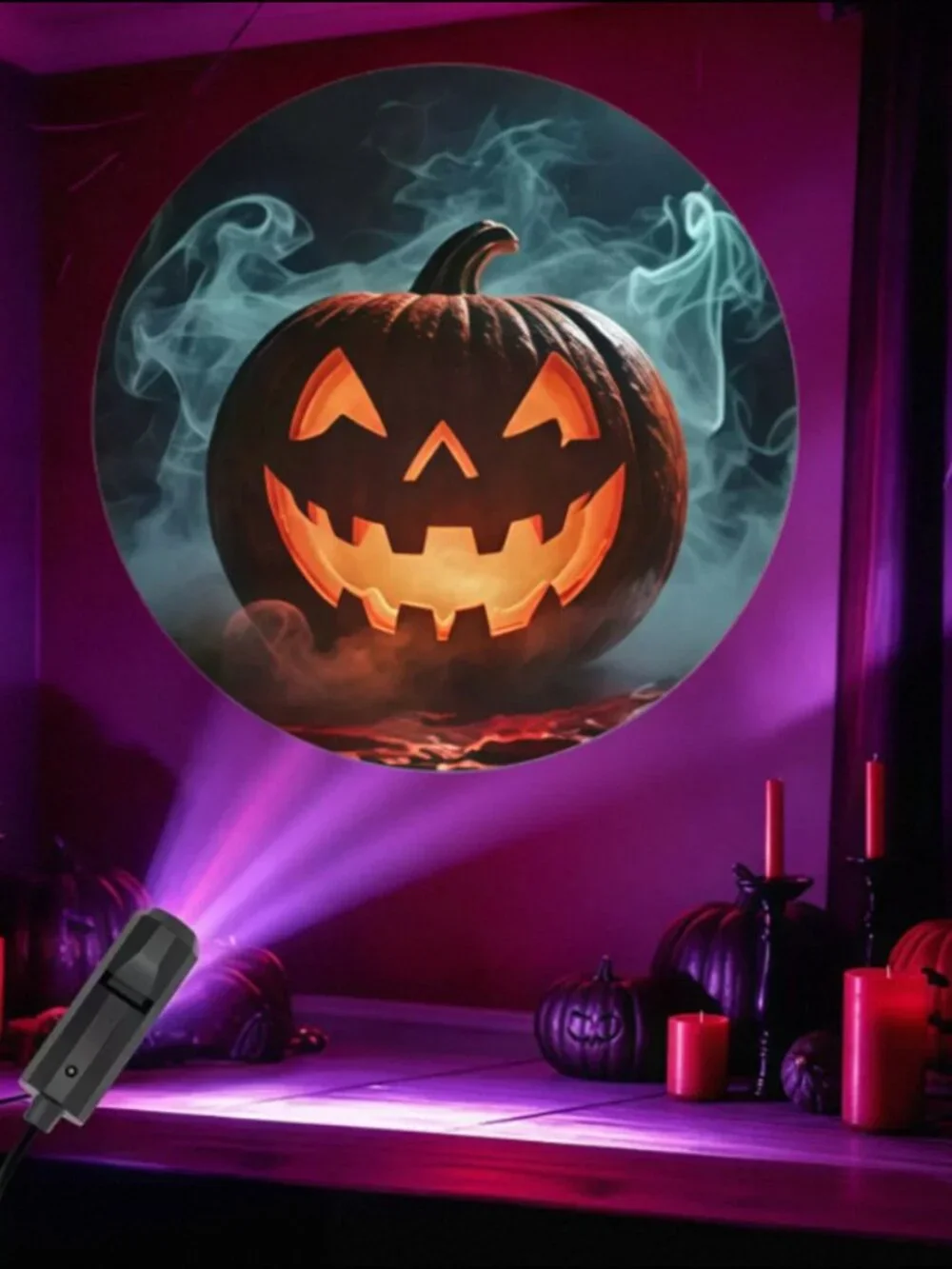 USB Halloween Projector Lamp 6 Patterns Ghost Skull Party Wall Decor Light